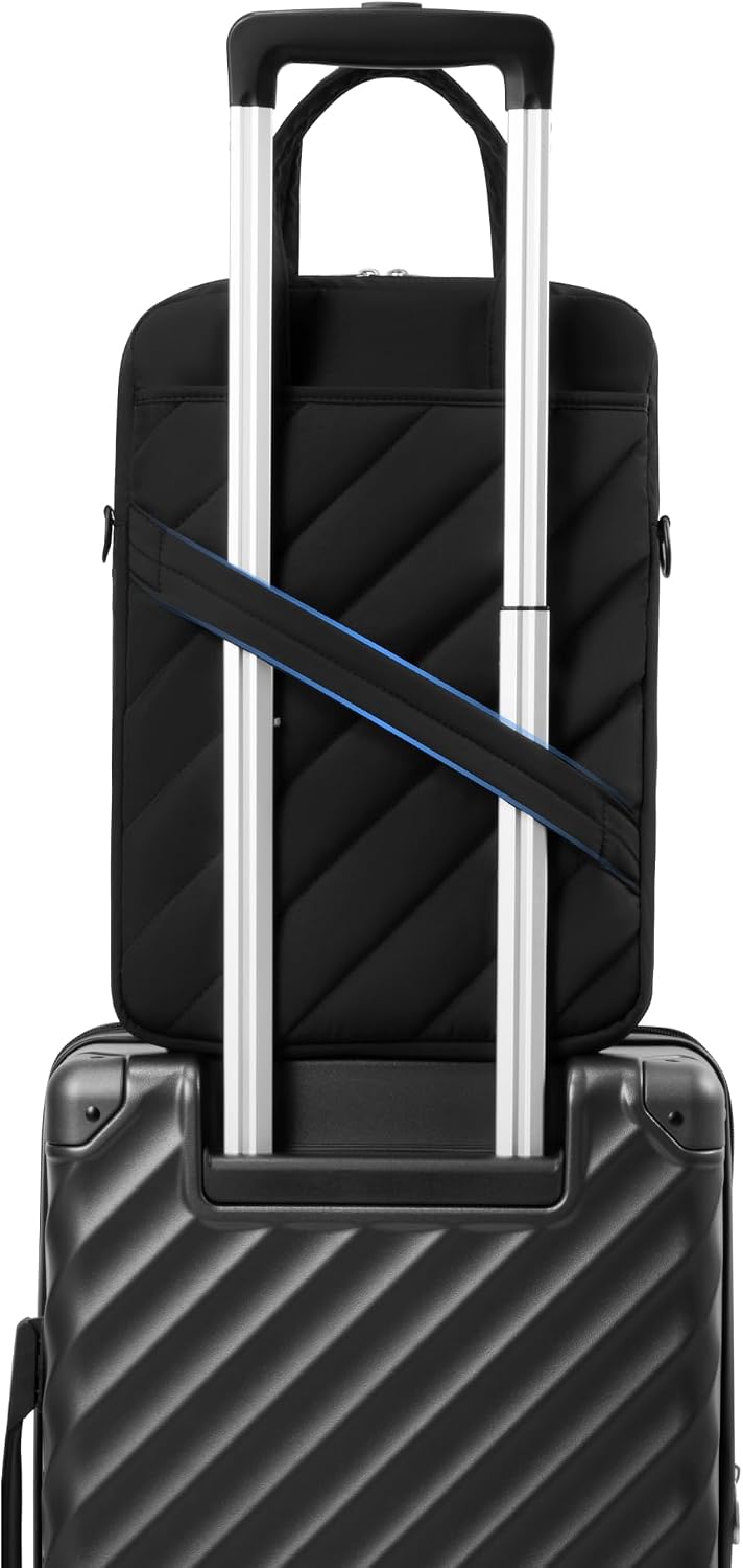 LUGGEX Puffy Laptop Sleeve Bag 13-14 Inch, Vertical Computer Carrying Cases with Tablet Pockets and Handle, Compatible with MacBook Air/Neo/Pro 13/14 Inch 360° Protective (LTX-Core, Black)