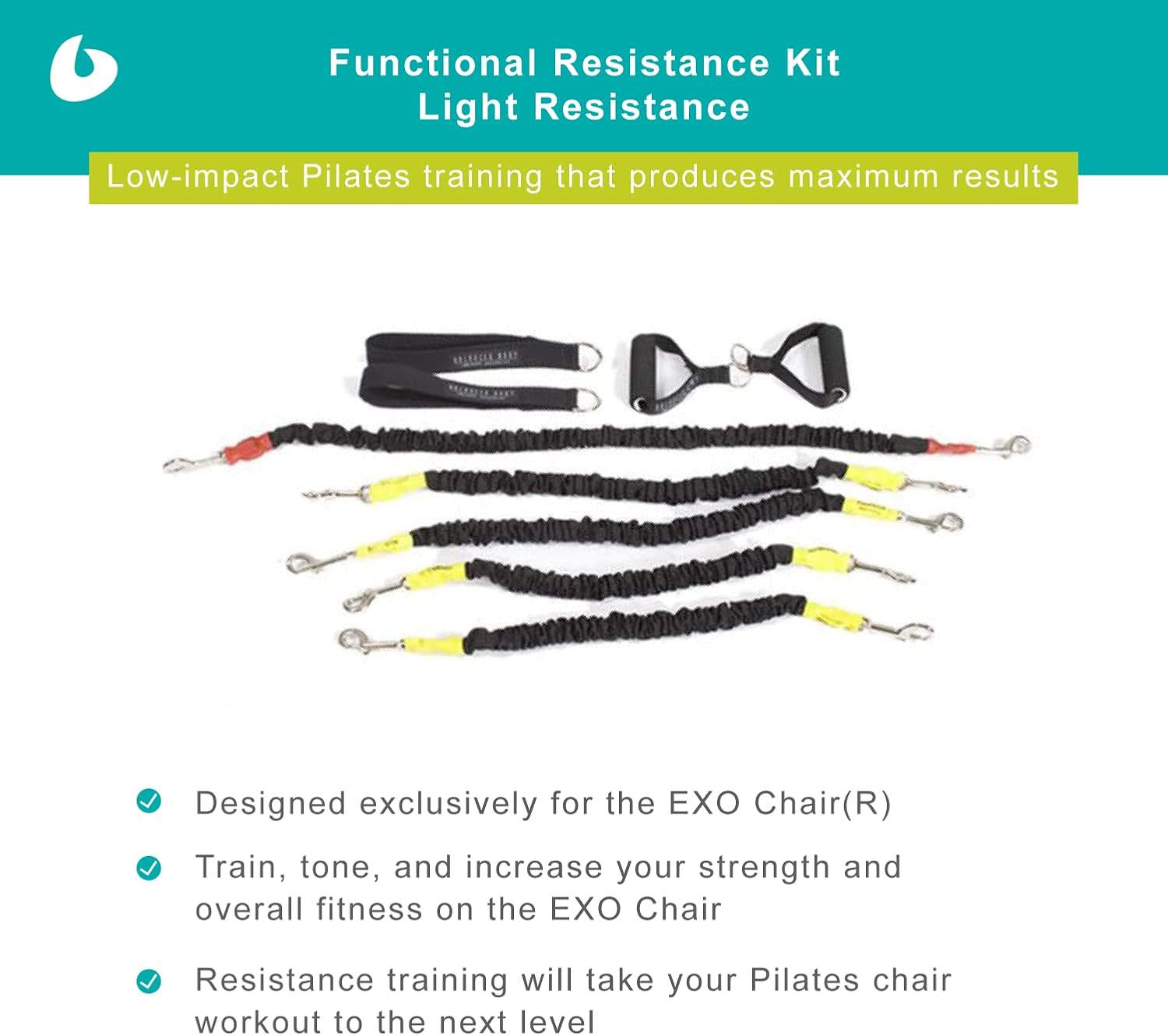 Balanced Body EXO Chair Functional Resistance Kit, Tension-Resistant Handles and Bands, Cables for Pilates and Strength Training