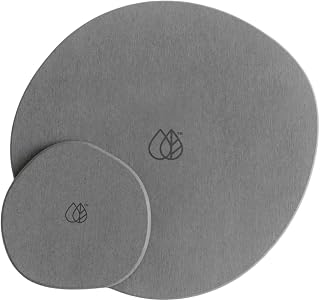 Dorai Home Plant Saucer – Dries Instantly and Prevents Moisture Buildup – Keep Your Counters and Floors Clean and Dry – Functional Design Created for The Modern Home – 1 Large and 1 Small – Slate
