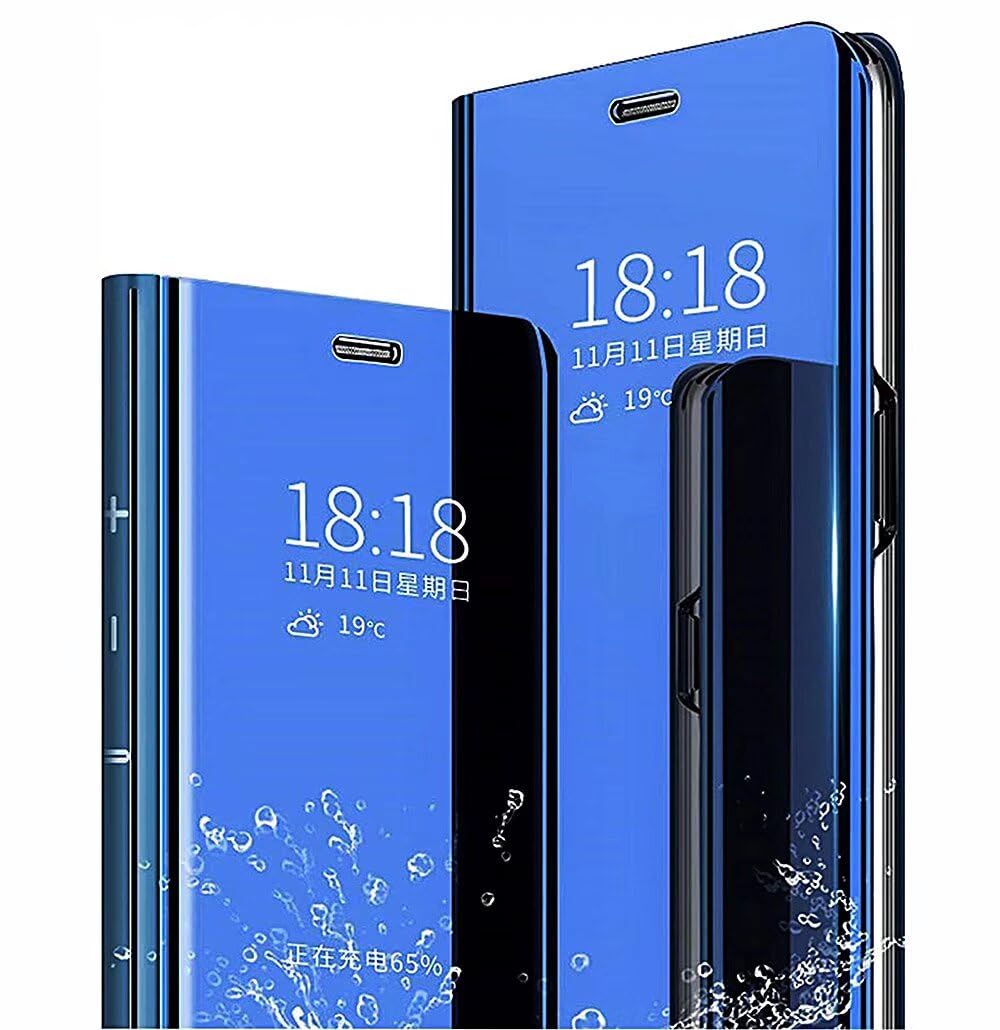 Cover OnePlus Nord 2T 5G Con Specchio E Supporto - SEAHAI Custodia Flip Viola E Blu, Clear View A 360°