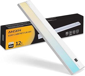 Ansen 12inch 10w 666.7lm Hardwired Under Cabinet Lights, 5CCT 2700K-5000K, CRI 92+, R9 90+, UGR Lower Than 16, LED Dimmable Under Counter Lighting for Kitchen
