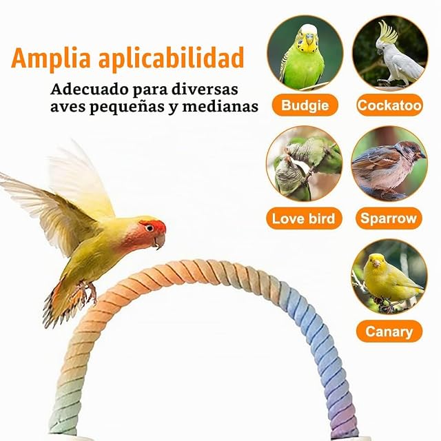 Foto 6 de 7 de Percha de cuerda para pájaros, 35.1 cm/31.5 pulgadas, juguetes flexibles para jaulas de pájaros