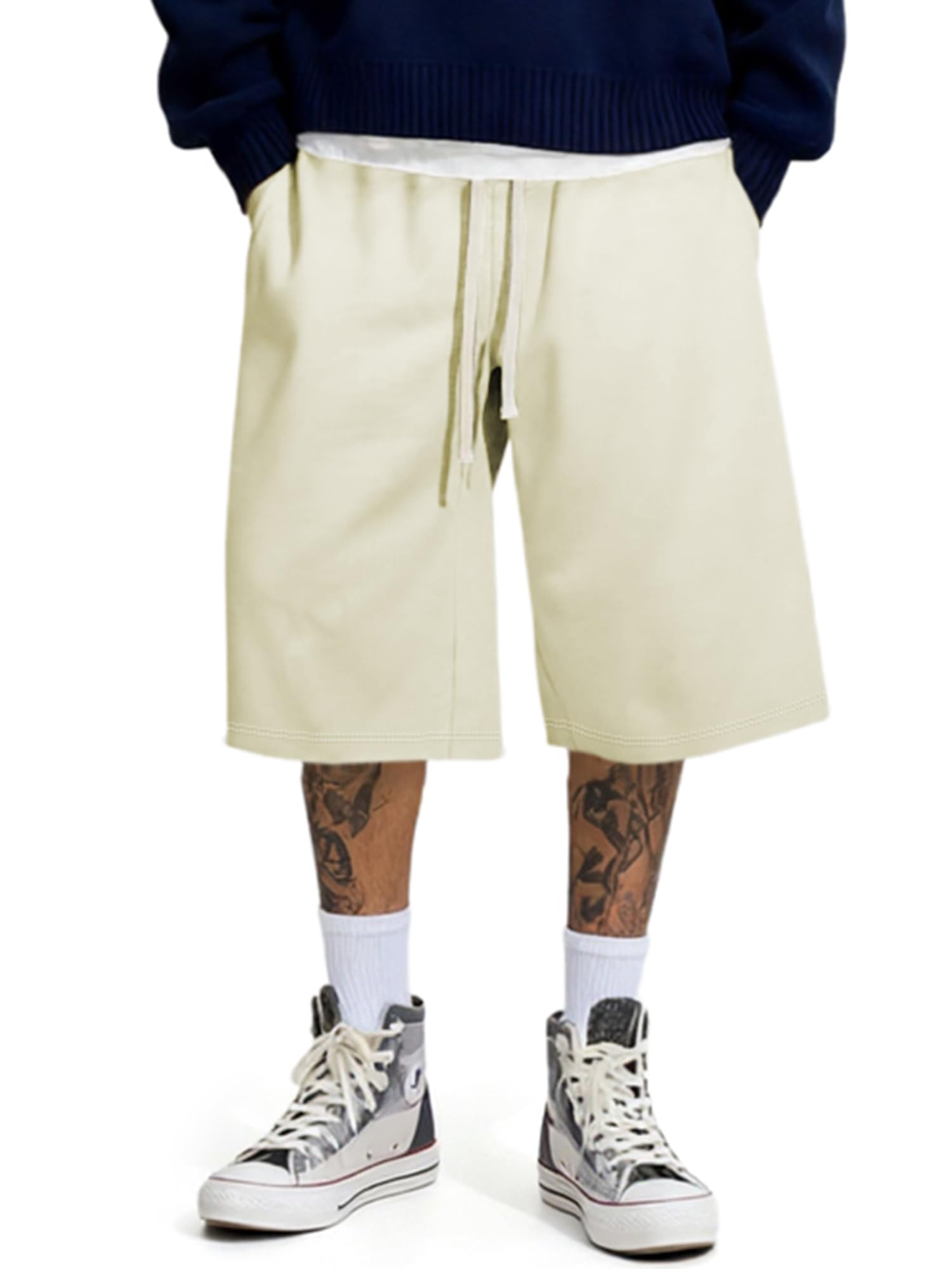 JMIERR Herren Kurze Hose Sommer Shorts Baggy Sweatpants Kurz Sportshorts Mit Kordelzug S-3XL
