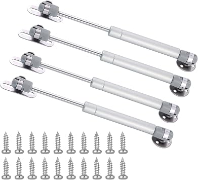30N/6.8 lb Gas Strut Cabinet Hinge Safety Lift Support, Soft Open & Down Lid Support & Buffer Telescopic Cabinet Door Glue Head Gas Spring Supports 10 inch Length 4 Pack