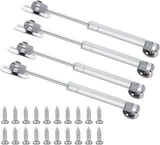 jing 20N Hydraulic Support Cabinet Hinge, Lift Support, Soft Close Lid Supports & Buffer Telescopic Cabinet Door Glue Head Gas Spring Supports 10 Inch Length,Set of 4