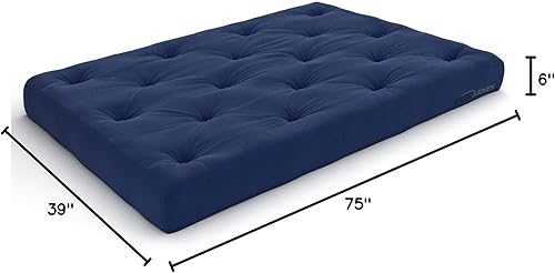 Miniatura 21 de Nirvana Futons Colchón de futón completo de 6 pulgadas, sarga azul marino, fabricado en Estados Unidos Azul marino (Navy Twill),Negro (Black
