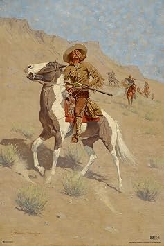 The Scout Frederic Remington Painting - Western Decor Cowboy Print - Horses Wild West Old West Longhorn Buckskin Wall Art Poster 12x18