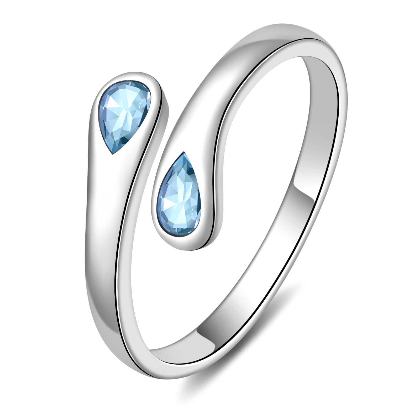 Yaweina Adjustable Thumb Birthstone Rings for Women 925 Sterling Silver Love Promise Ring for her Daughter Granddaughter Birthday Christmas Gifts