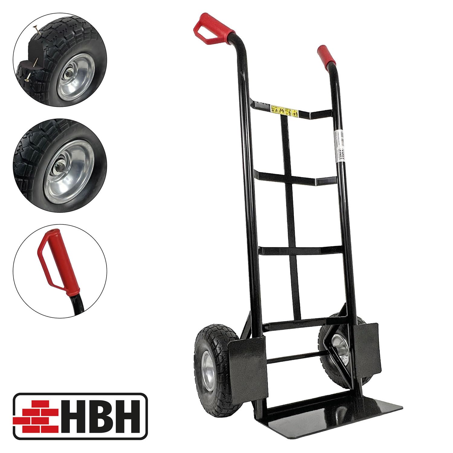 HBH Profi Sackkarre Schwerlast Sackkarren 320kg Vollgummireifen TK320PU Transportkarre | schwarz | hochwertige Räder | robuster Stahlrohrrahmen | Sicherheitsgriffe | max. Tragfähigkeit 320kg