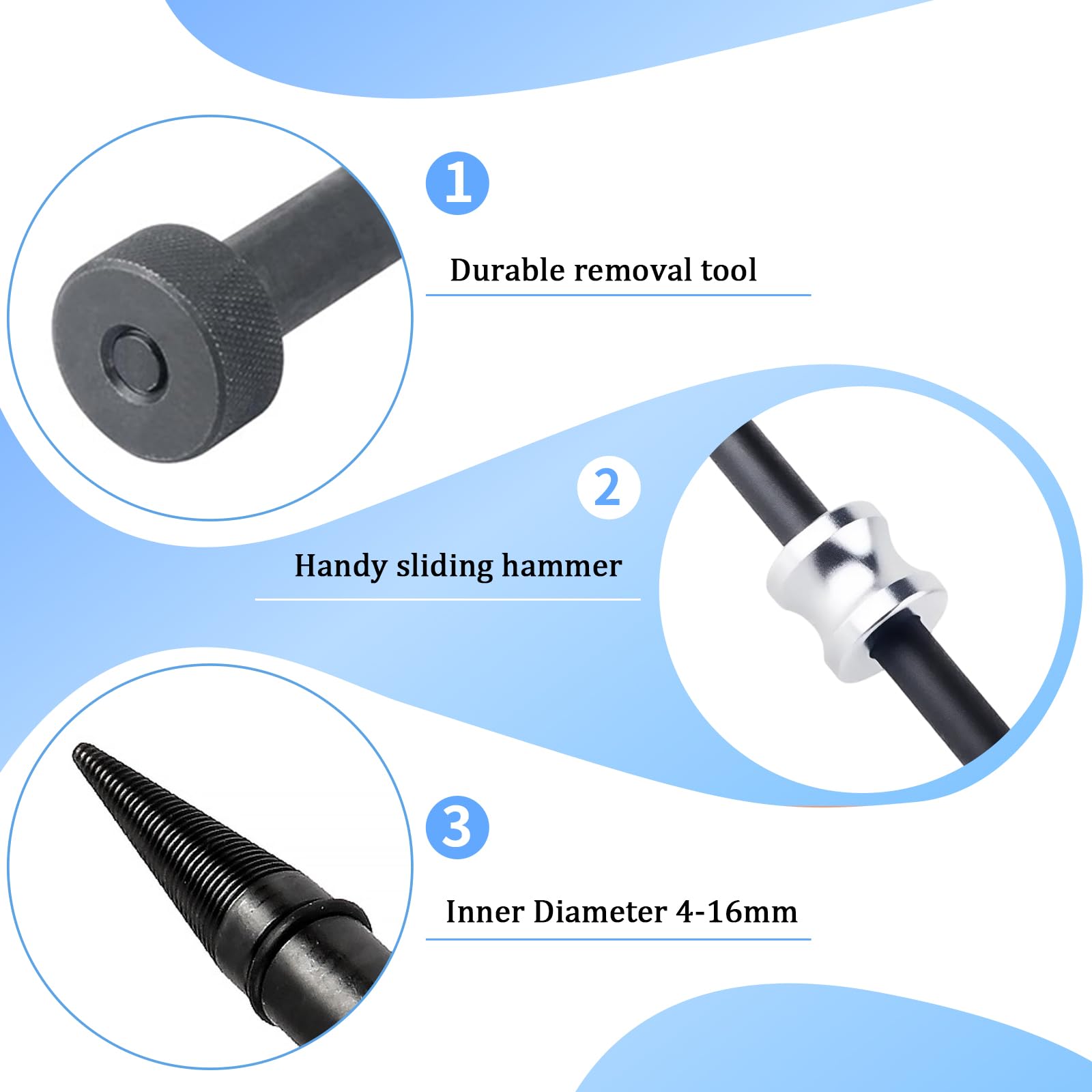 Extracteur de Joints D’Injecteur, avec Marteau Coulissant, pour Enlever Les Injecteurs, Joints D'étanchéité en Acier au Carbone, Universel pour Voiture - Noir