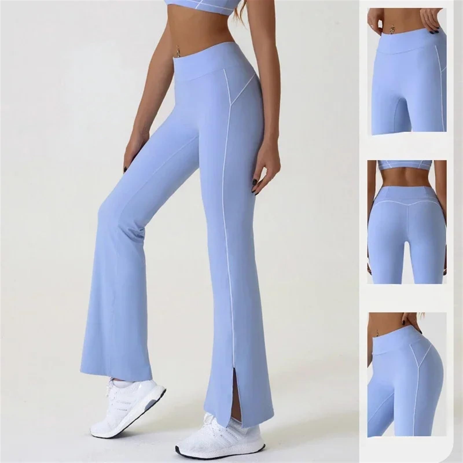 Fitness Gym Flared Pants Tight Yoga Pants Women Outdoor Sports Bottom Split Trousers Elastic Dance Wide Leg Leggings(Black,M)
