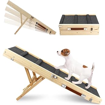 Trare Cat Ramp for Bed Sofa 4 Height Adjustable from 25 cm to 48 cm with Non-Slip Step Mat for Bed or Sofa