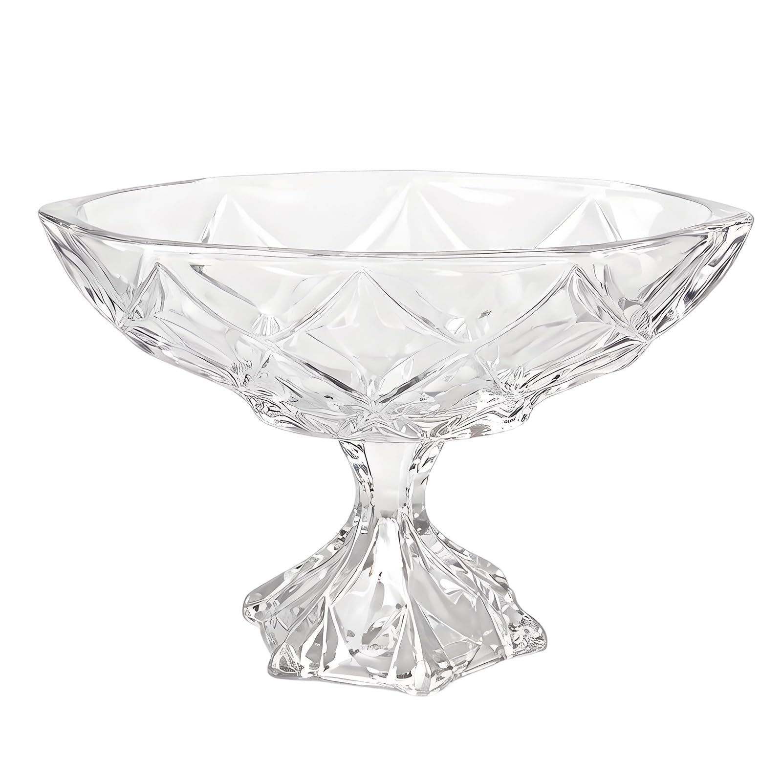 BELOWSYALER Oval Serving Bowl Clear Crystal Glass Decorative Fruit Plate with Cut Pattern for Dining Room Table Centerpiece Clear Glass