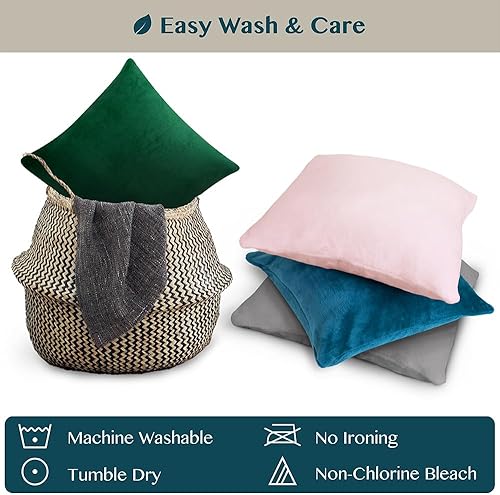 Miniatura 7 de PAVILIA Juego de 2 fundas de almohada negras de 18 x 18 pulgadas, fundas de almohada decorativas para cama, sofá, cojín decorativo bohemio para