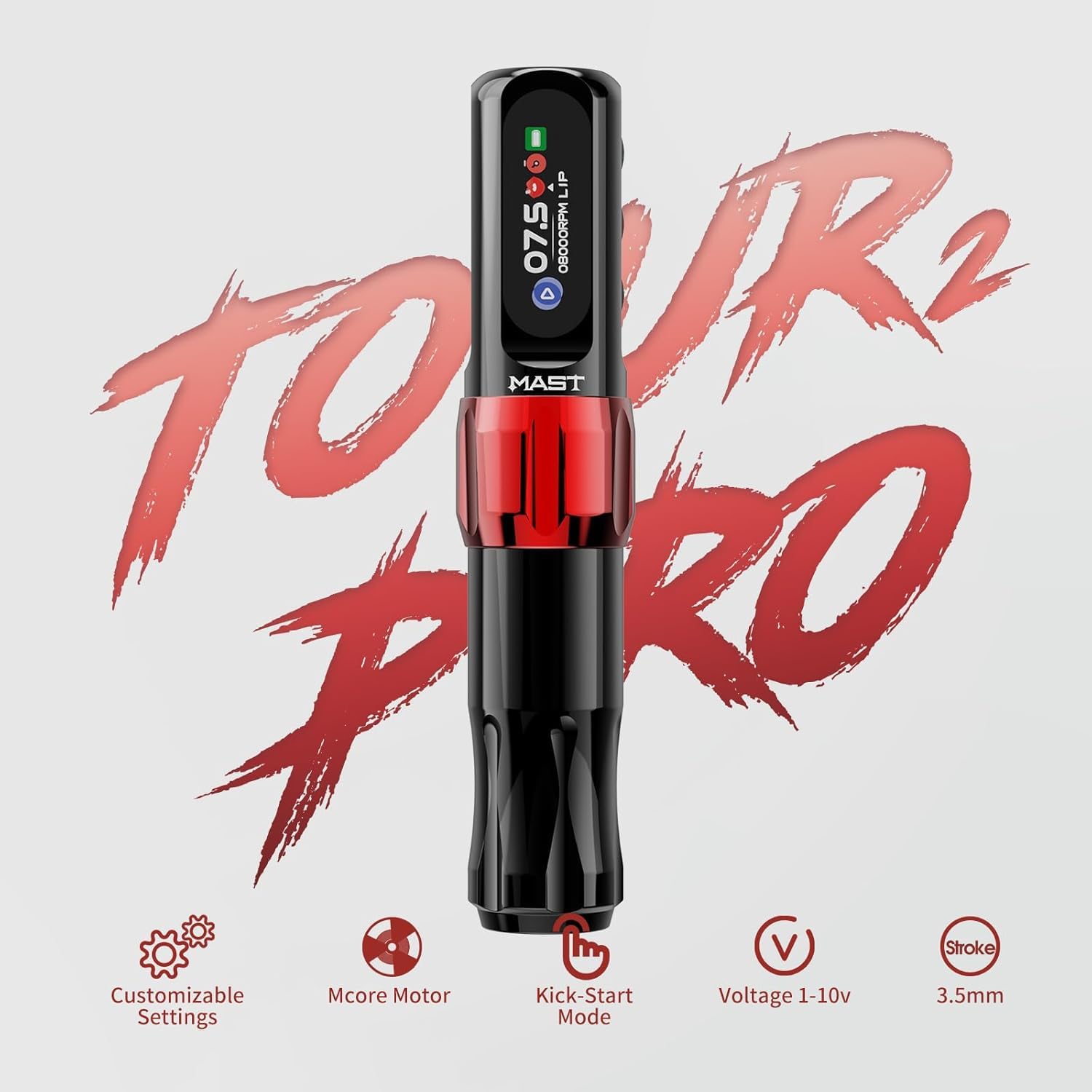 Mast Tour2 Pro Kabellose Tattoo Maschine Kartuschen-System für Linien- und Schattierungsarbeiten Rosa