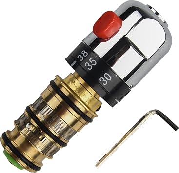 Shower Mixer Cartridge, Thermostatic Mixing Valve Repair Kit, Thermostatic Cartridge Replacement Kit Plated Single Lever For Built-in