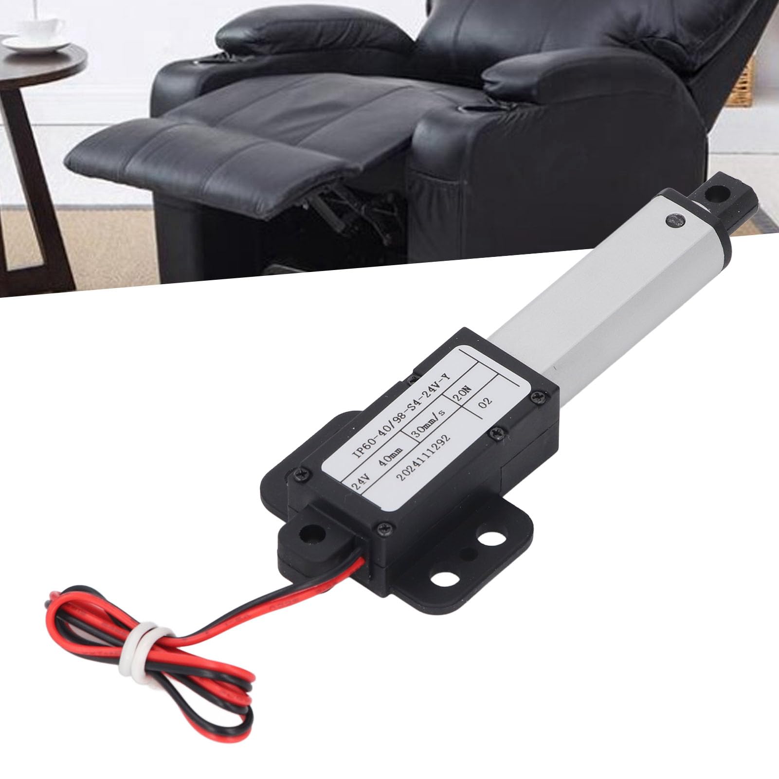 Elektrischer Mini-Linearaktuator, 24 V DC, 50 Mm Hub, 20 N Schub, 30 Mm/s Geschwindigkeit, Linearer Bewegungsaktuator, Mini-Linearaktuator mit Flügel für Lüfterflügel, Schränke
