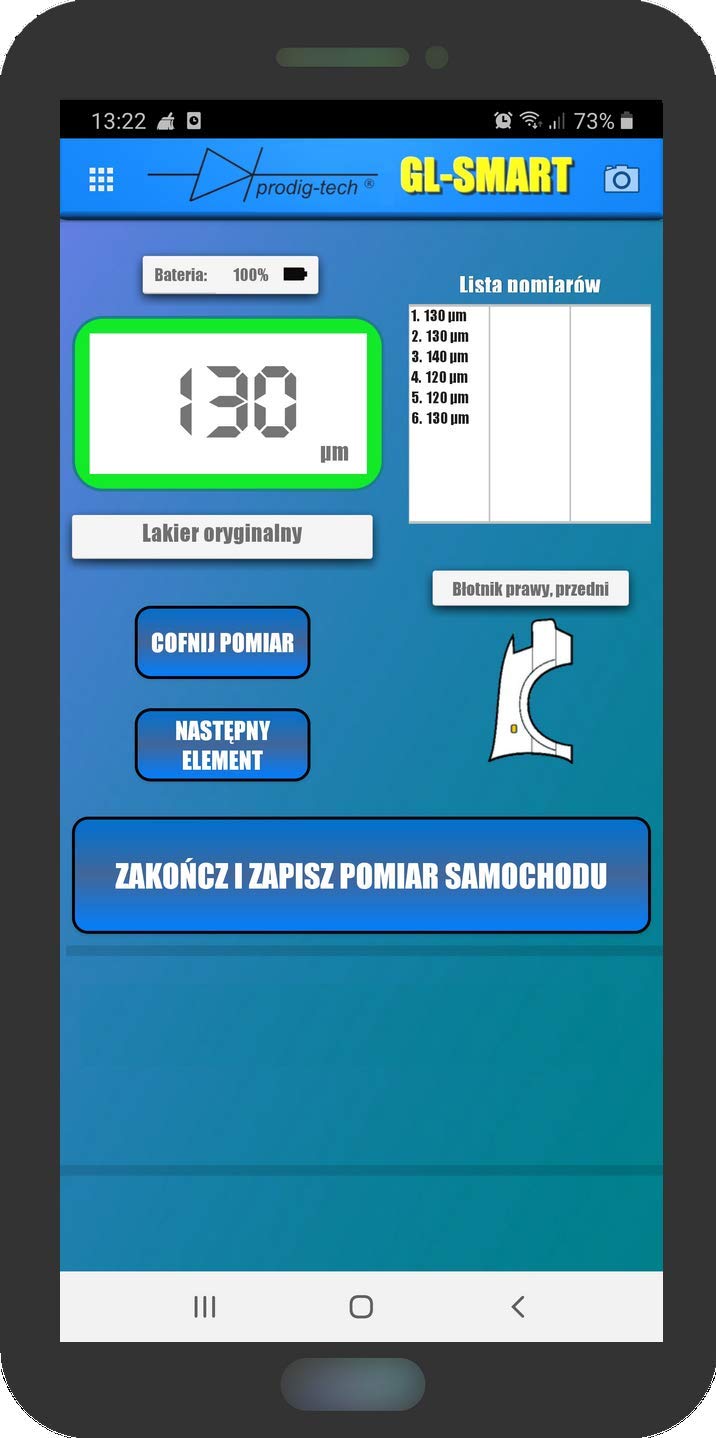 Miernik grubości lakieru GL-SMART-2 (PL/EN/DE) | Aplikacja mobilna Android, iOS | Grubościomierz lakieru samochodowego | Tester lakieru. | Miernik grubości farby na samochodzie. | Stal, stal ocynkowana, aluminium. | Asystent Pomiaru® LED