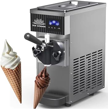 Soft Serve Ice Cream Machine, Countertop Maker with LCD Panel, Single Flavor, 750W