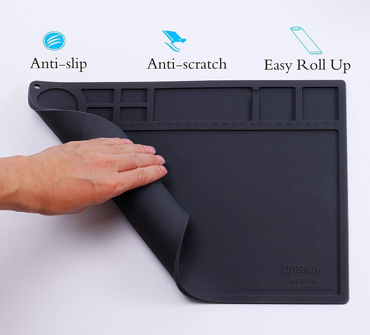 Exсluѕіvе Dіѕсоunt 50% Prісе BTSHOW Anti Static Mat ESD Mat Soldering Mat 10^6-10^8 ohms Resistivity, Silicone Heat Resistant Mat 932°F, Static Dissipative Desktop Repair Mat for Electronics/Laptop,13.8 x 9.8 (ESD Black)