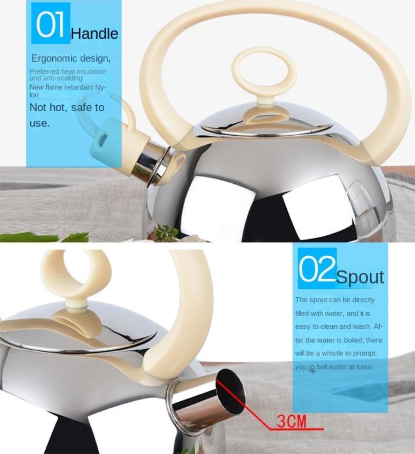 Tetera Hervidor De Agua Tetera Silbante De 2 litros Acero Inoxidable For Cocina Inducción Y Gas Teteras para Te