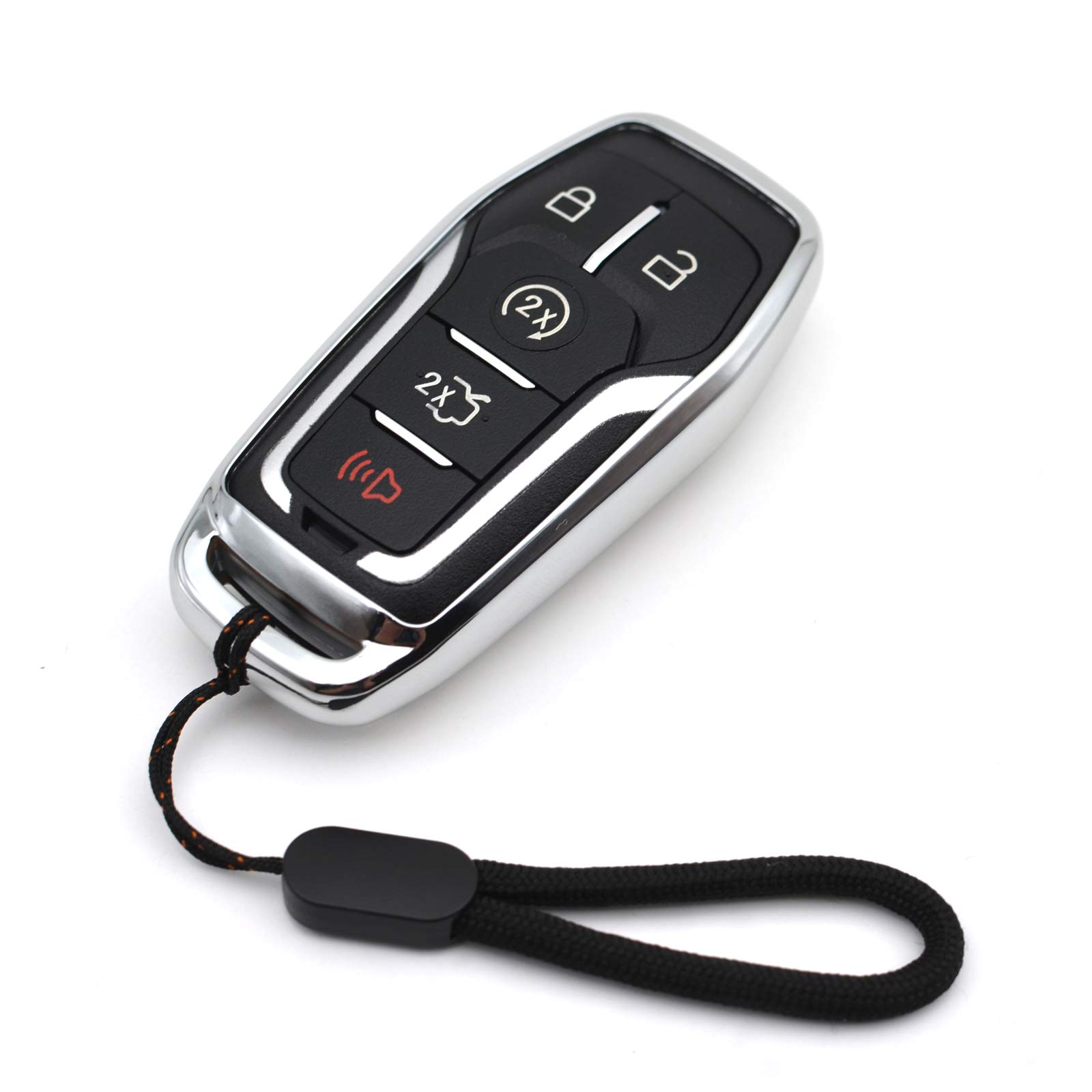 Compatible with Ford Edge Explorer F-150 Fusion Mustang Lincoln MKC MKX Smart 2 3 4 5 Buttons Silver TPU Key Fob Cover Case Remote Holder Protector Keyless Entry Sleeve Accessories, NOT FIT Flip Key