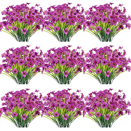 Jemong 30 Bundles Artificial Flowers Outdoor Uv Resistant Fake Flowers No Fade Faux Plastic Plants Garden Porch Window Box Decorating(Purple) #TOP4