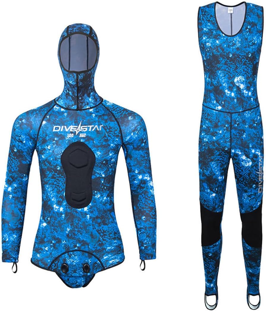 0.5mm Thin Spearfishing Wetsuit for Men Women,Two-Piece Set Wetsuit Sports Dive Skins Swimwear for Snorkeling Surfing Scuba Diving Swimming Kayaking Sailing Canoeing