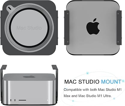 IFCASE Aluminum Under Desk Mount for Mac Studio M4 M3 M2 M1 Max/Ultra with Anti-Scratch Pad Black