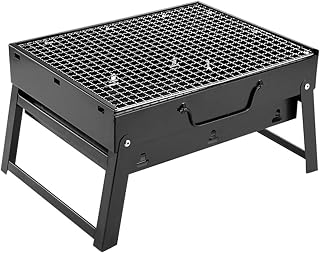 FUBESK Parrilla de carbón para barbacoa, barbacoa de acero inoxidable, barbacoa plegable portátil, parrilla de carbón para cocinar al aire libre, camping, senderismo, picnics