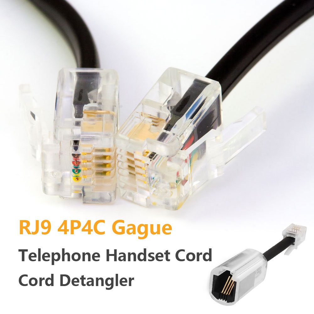 Telephone Handset Cord Detanglers,Uvital 2 Pack Landline Handset Cord Cable 10Ft Uncoiled(1.2 Ft Coiled) and 2 Pack Anti-Tangle Telephone Cord Untangler 360 Degree Rotating Swivel Cord(Black) : Electronics