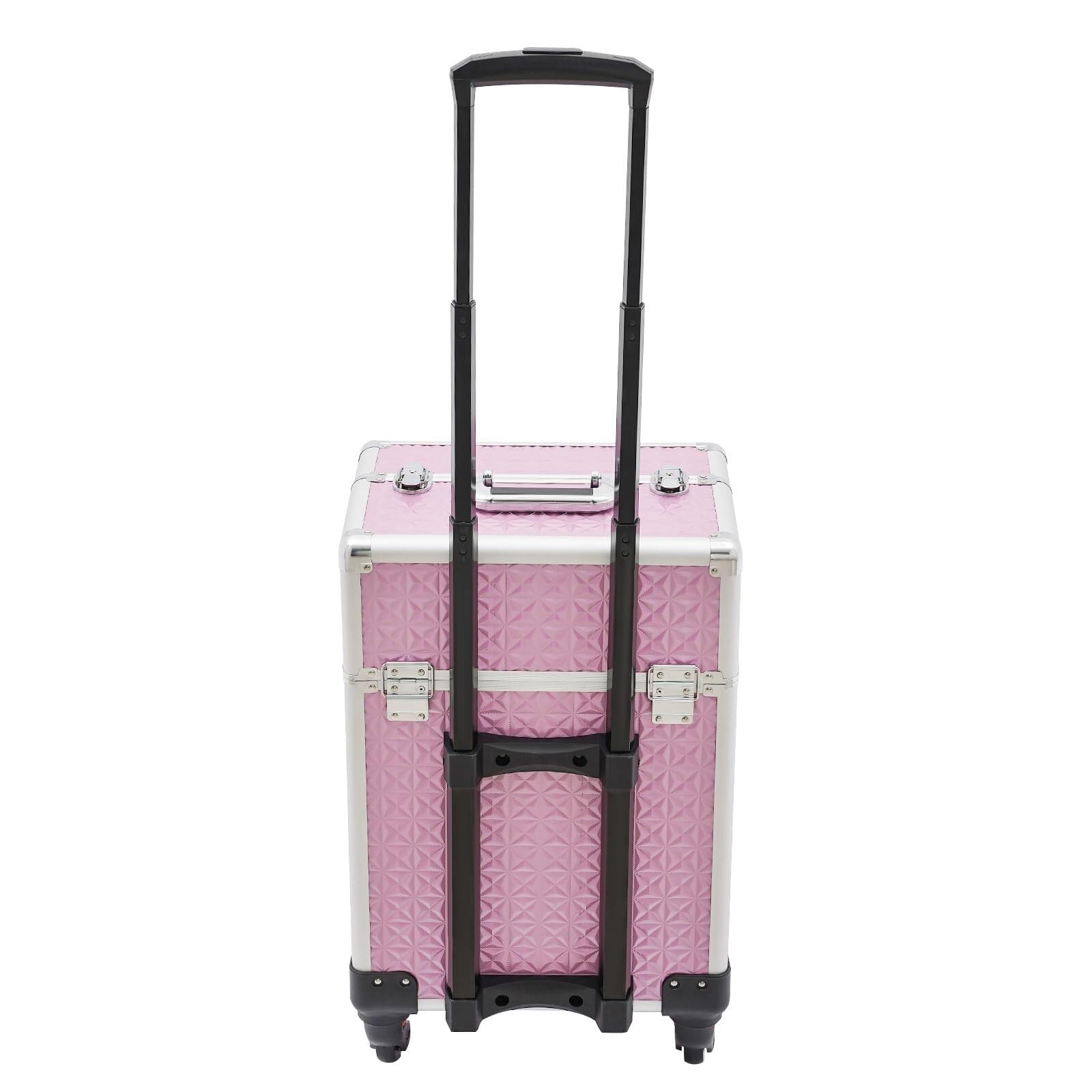 Mobiler Friseurwagen Professioneller Make-up-Trolley Aus Aluminium, Kosmetikkoffer Mit Schubladen, 4 Rädern, Friseurkoffer Salon Ausstattung(Silver)