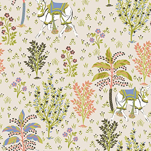 PrintFresh Linen Camel's Courtyard Peel & Stick Wallpaper