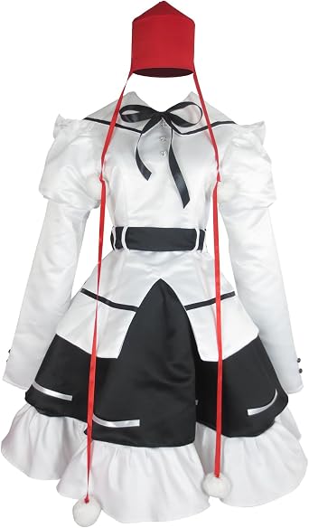 White Puff Sleeve Shirt Black Skirt Red Hat Costume Dress Outfit