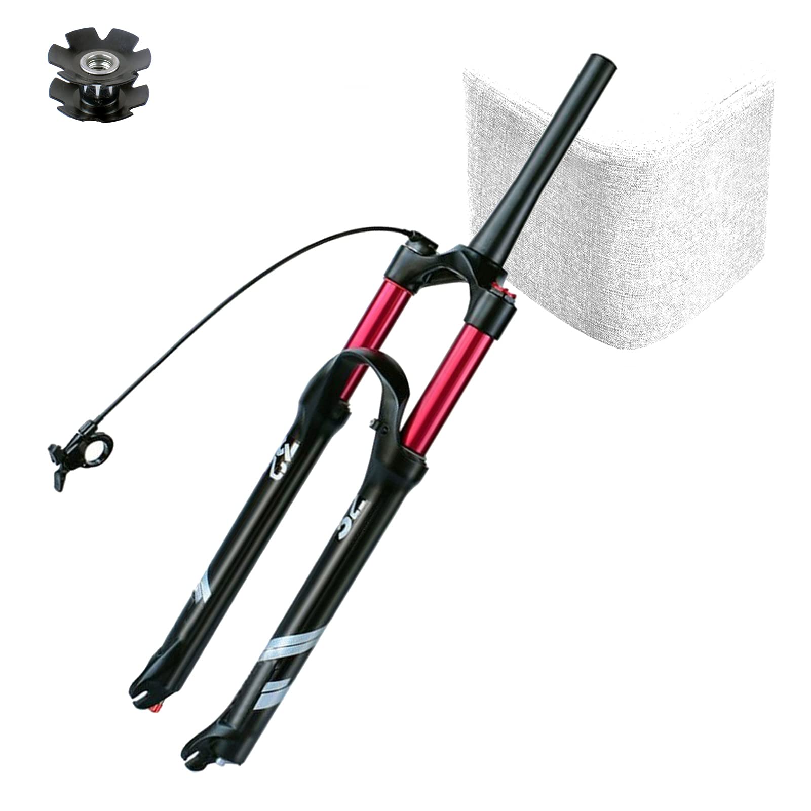 HOMSXPAC Air 26 27.5 29 Inch, Bicycle Front Forks 1-1/8 Remote Lockout Rebound Adjust QR 9mm Disc Travel 140mm