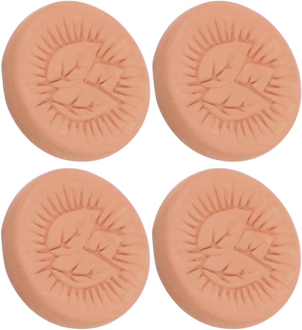 VICASKY Leaf Pattern Clay Humidifier Discs 4pcs round 3.7cm Tobacco Moisture Control Sheets for Cigar Humidor Humidity Management Accessories