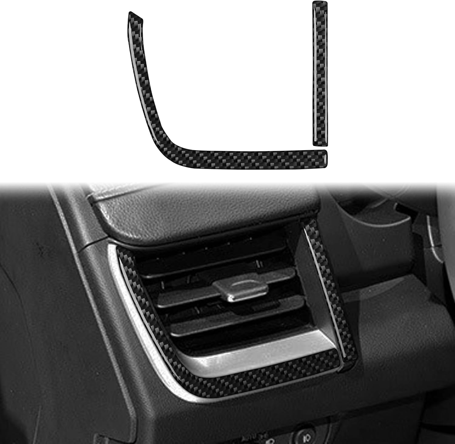 Premium Carbon Fiber Fit for GMC Terrain 2018-2024 2019 2020 2021 2022 2023 Accessories Car Center Console Gear Shift Both Sides Trim Strips Cover Interior Trim Sticker Decal Black 2PCs