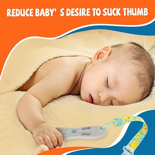 Miniatura 7 de Paquete de 2 juguetes de dentición para bebés de 0 a 6 a 12 meses con forma de control remoto de silicona con clip para chupete juguetes masticables