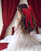 Vista 4 de 8 lazos para el cabello para mujer, de satén sedoso, pinzas para el cabello, pinzas para el cabello con cola larga, pinzas de metal para el cabello