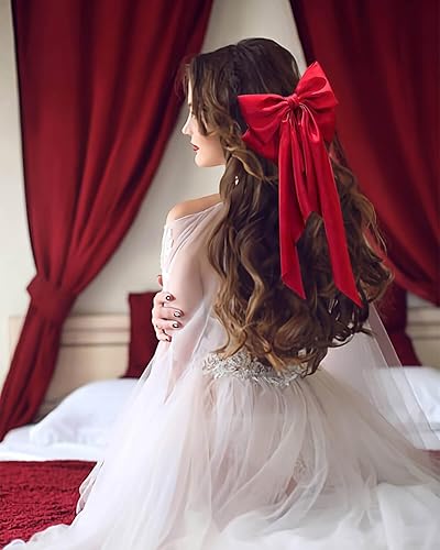 Miniatura 4 de 8 lazos para el cabello para mujer, de satén sedoso, pinzas para el cabello, pinzas para el cabello con cola larga, pinzas de metal para el cabello,