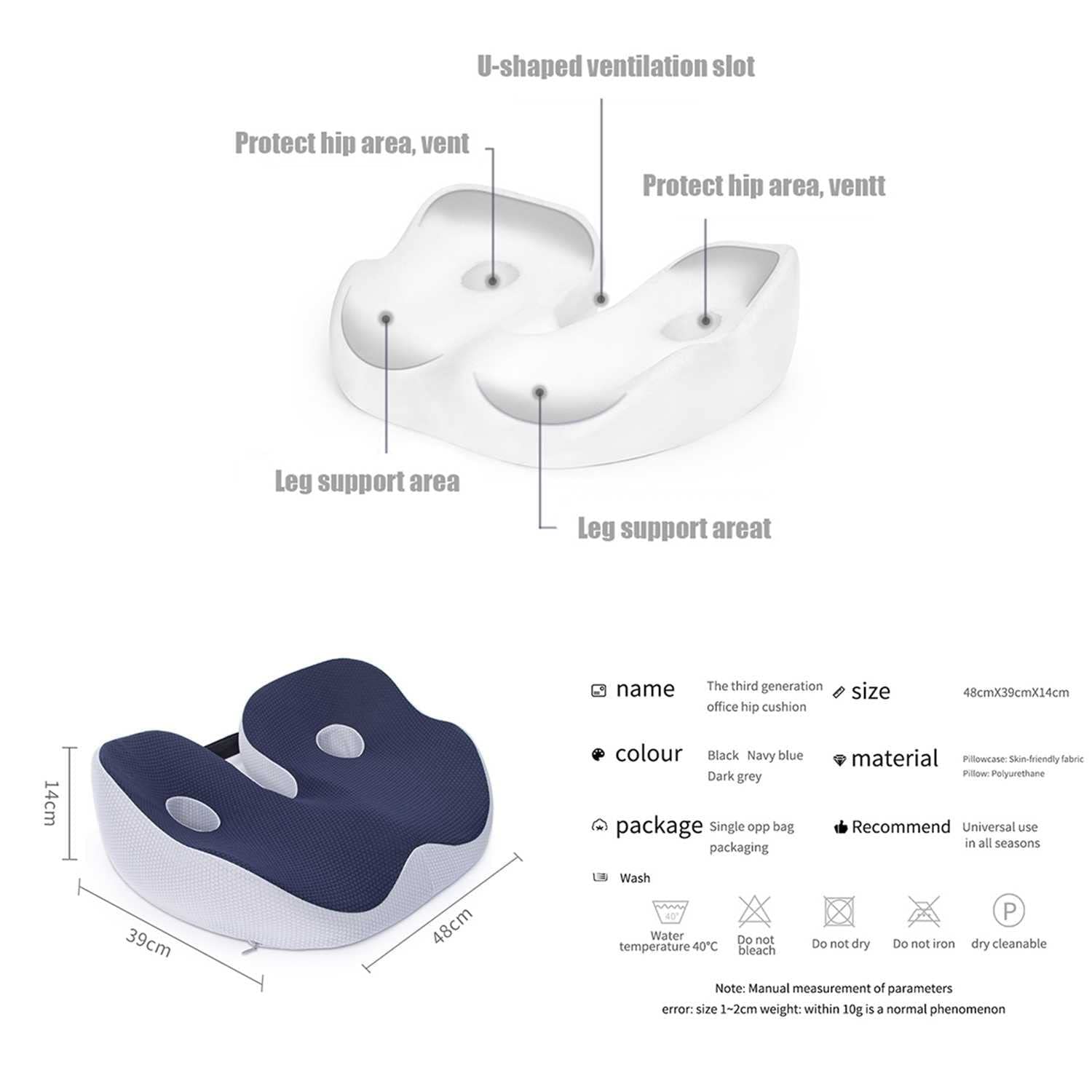 Cuscino A Ciambella per Coccige, Cuscino Antidecubito con Traforato, Anello della Sede del Coccige Cuscino in Memory Foam dal Design Ortopedico per Alleviare Il Dolore C