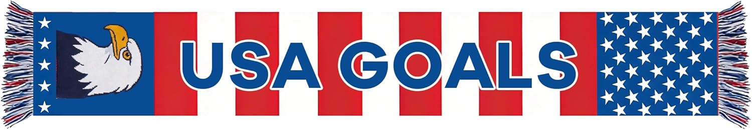 Adult Size USA Soccer Fan Scarf - Breathable Sweat-Resistant Lightweight Patriotic Scarf with American Eagle & Stars Stripes Pattern, Non-Stuffy Design for Summer Matches & Goal Celebrations