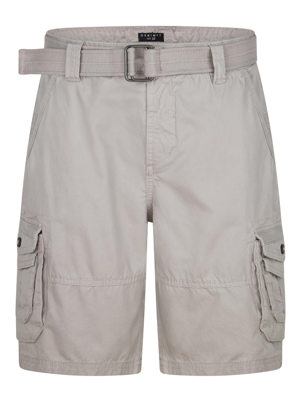 DENIMFY Pantalones cortos cargo para hombre con cinturón de ajuste regular DFUlli Pantalones cortos cargo verano 100% algodón beige verde azul gris 30 31 32 33 34 36 38 40 42