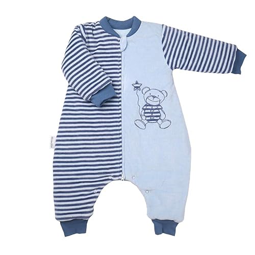 BLOOMSTAR Manta con piernas, saco de dormir para bebé con pies de invierno, saco de dormir azul niño 2-4T, traje de dormir para bebé, saco de dormir