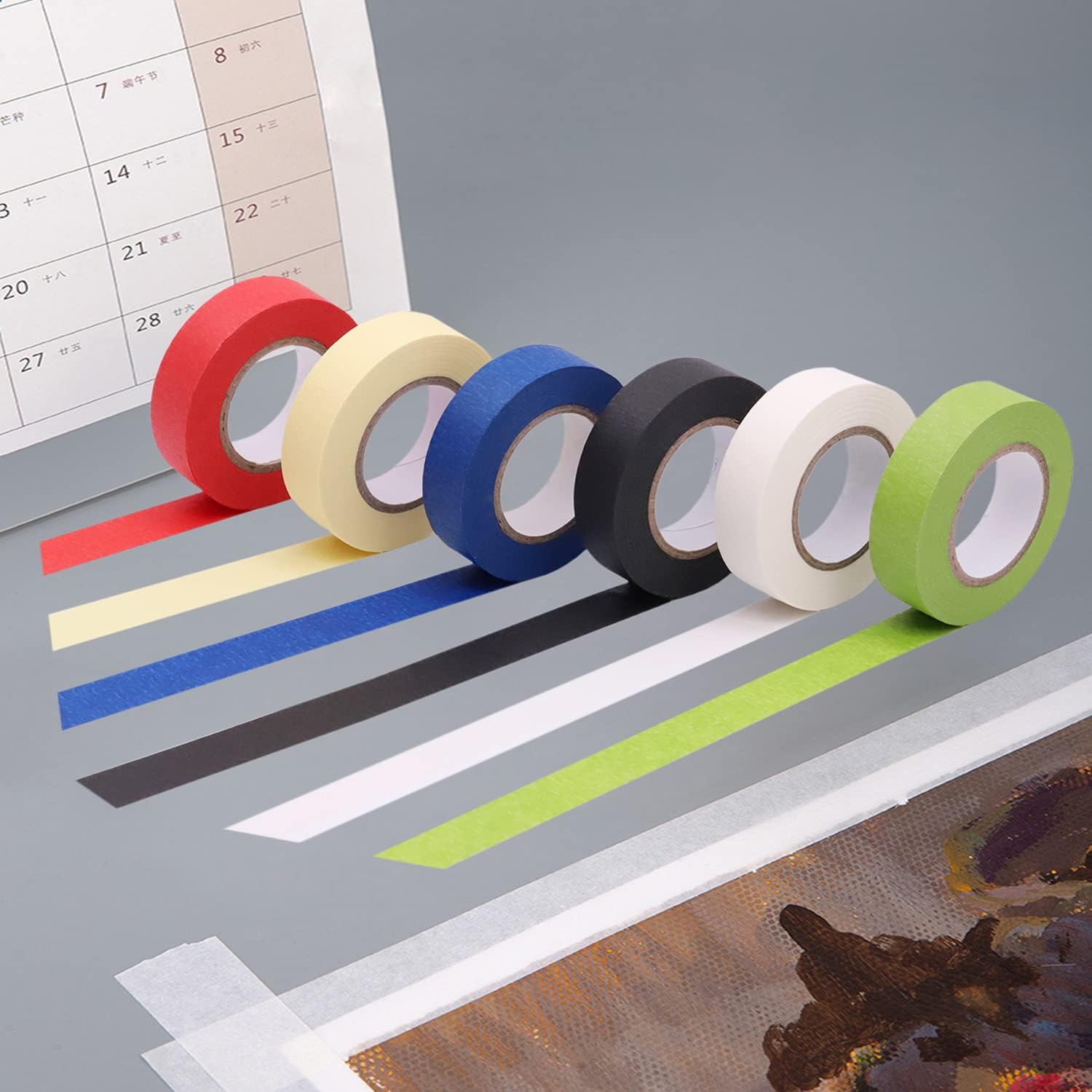 SoundOrigianl Colored Masking Tape, Colored Painters Tape for Arts and Crafts, 6 Pack, Drafting Tape, Craft Tape, Labeling Tape, Paper Tape, Masking Tape, - - 