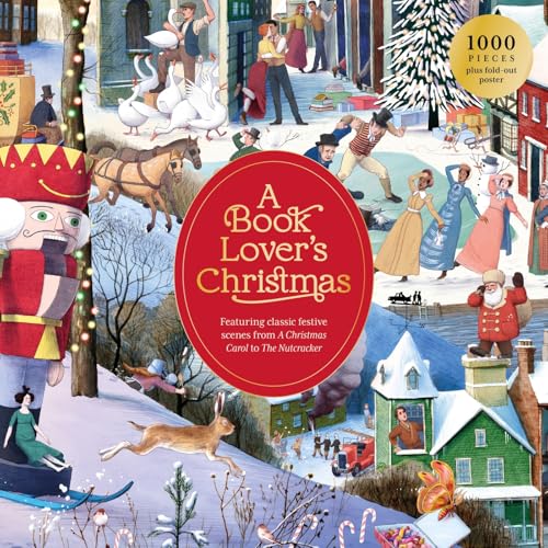 Rompecabezas de 1000 piezas A Book Lover's Christmas con ilustraciones de escenas navideñas literarias y personajes favoritos miniatura 1
