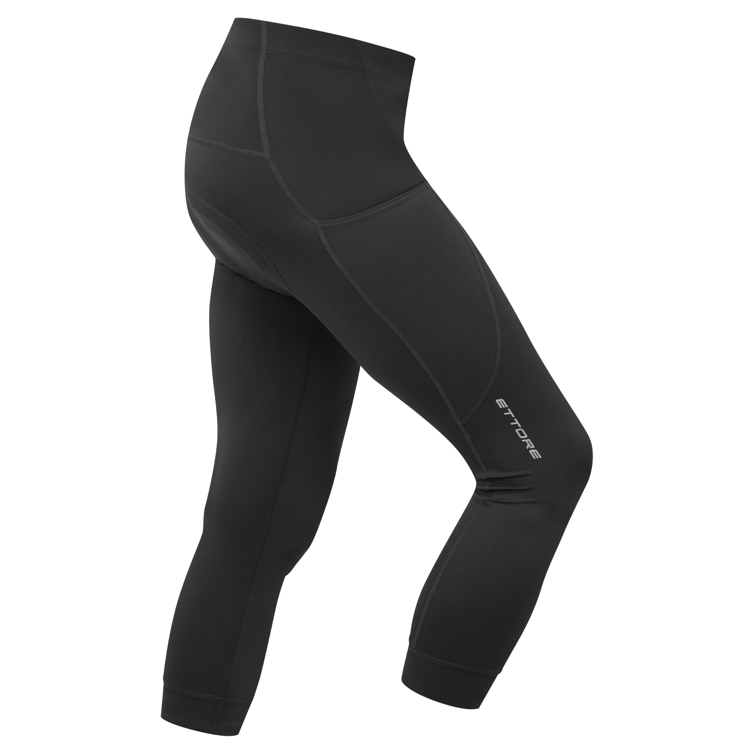 Ettore Mens Padded 3/4 Three Quarter Length Cycling Shorts Road Bike Breathable Quick Dry Bicycle - Dart - L Black