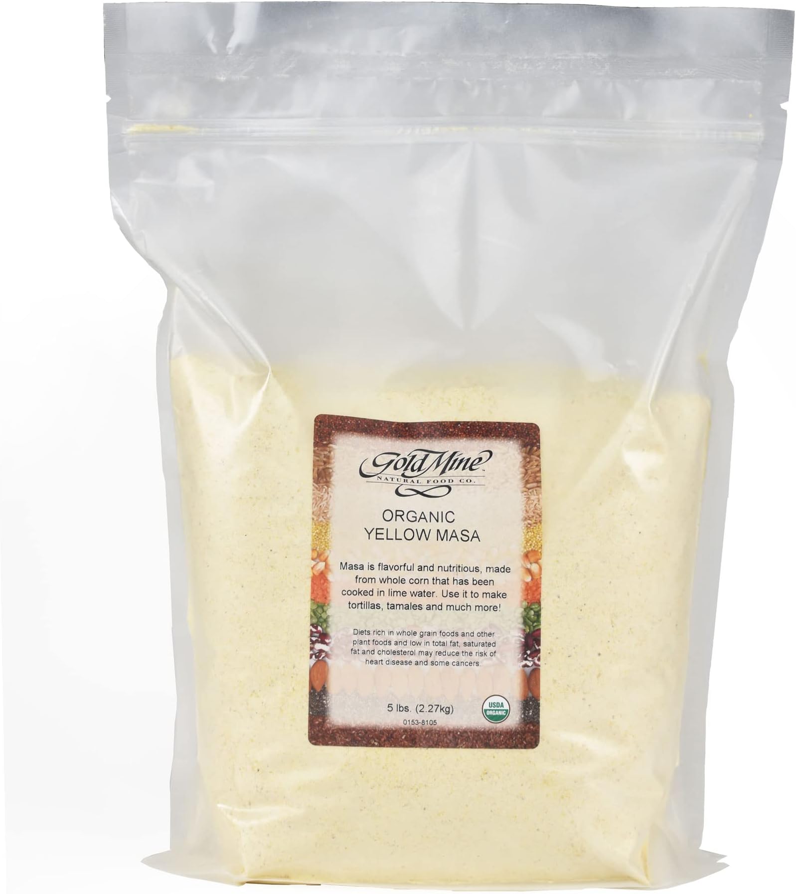 Organic Corn Masa, Yellow Corn - Ideal for Tortillas and Tamales - 5 Lb Bag