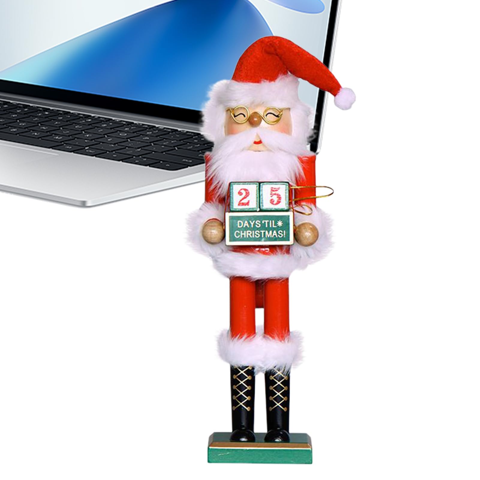 Calendrier de compte à rebours de Noël casse-noisette en bois à offrir