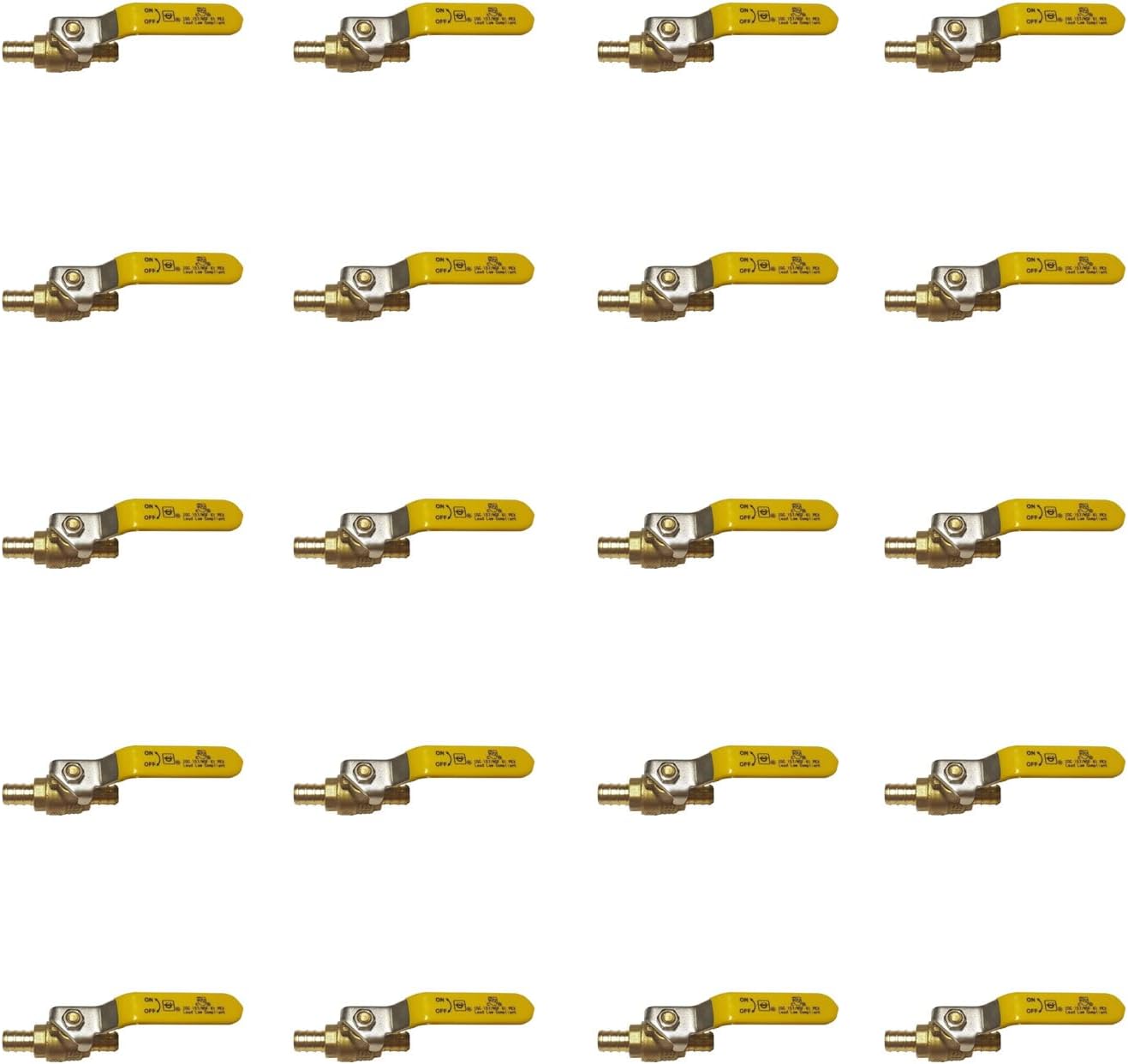 XFITTING 2-Pack 1/2 Inch PEX Ball Valve With Drain - Full Port, Brass, Yellow Handle